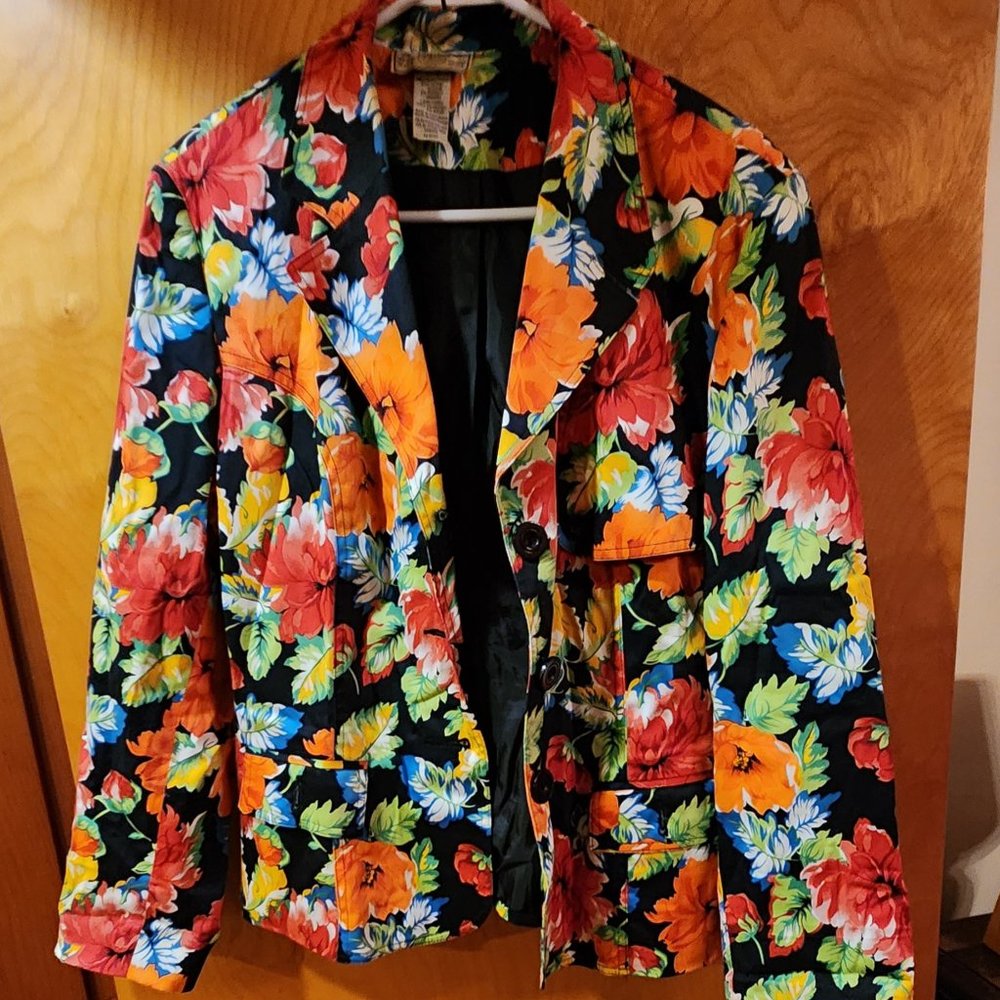Colorful Flower print  cotton Blazer, Evlyn's